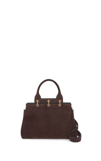 Small Amethyst Bag in Dark Brown Suede