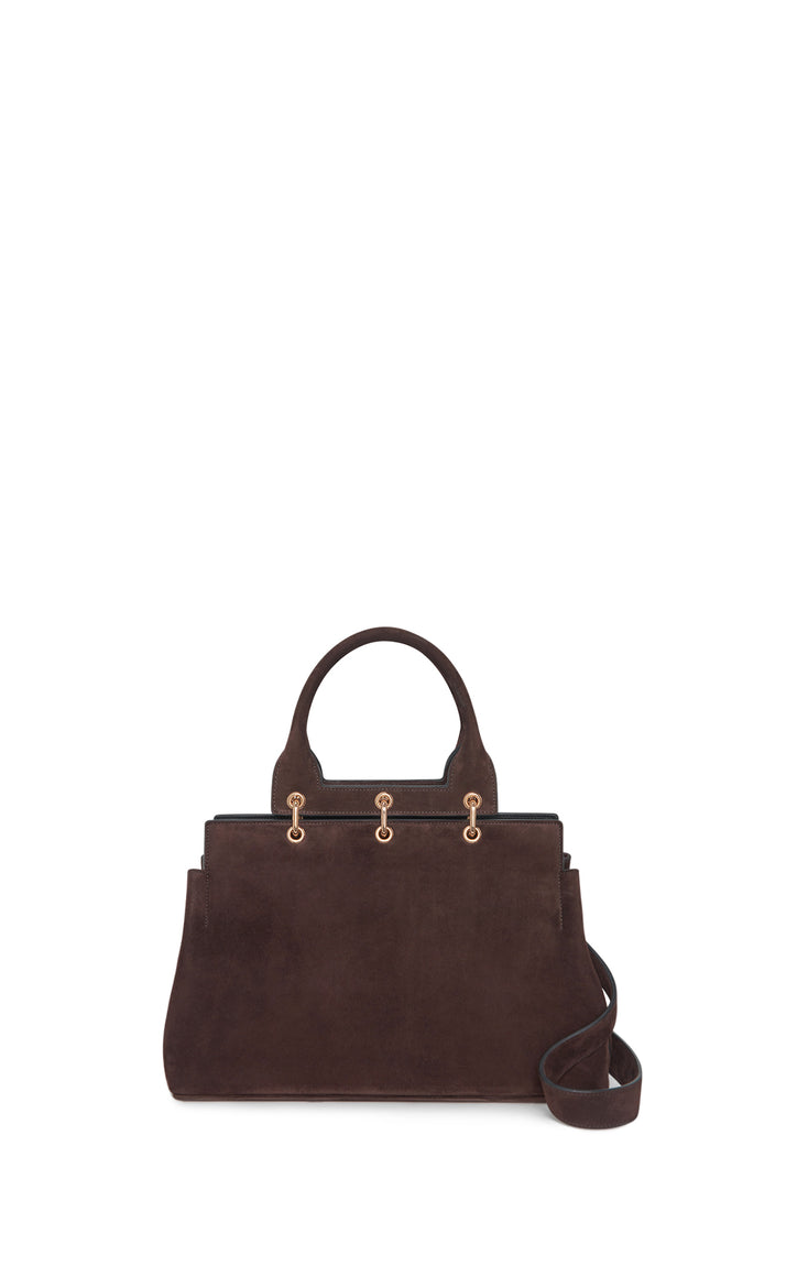 Small Amethyst Bag in Dark Brown Suede