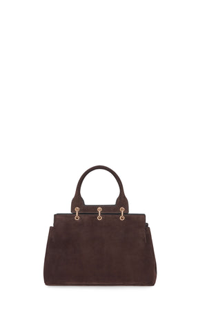 Small Amethyst Bag in Dark Brown Suede
