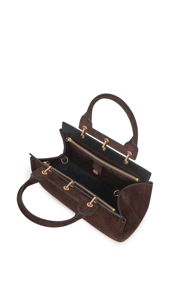 Large Amethyst Bag in Dark Brown Suede
