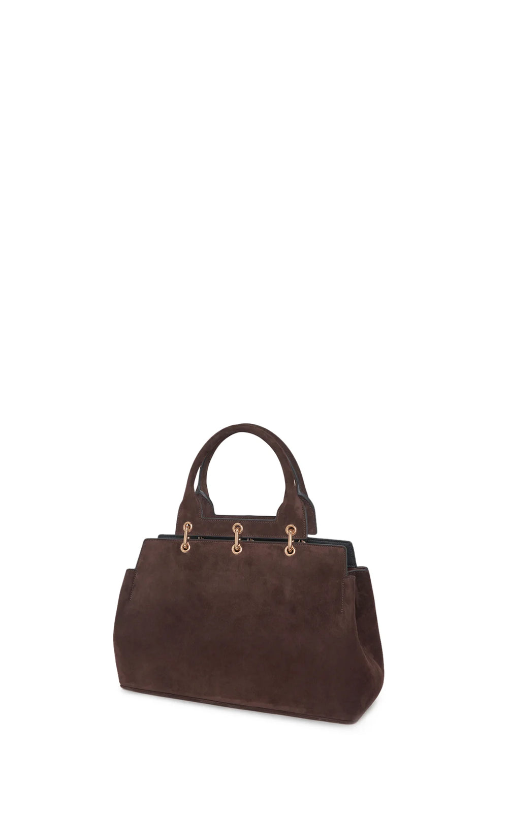 Small Amethyst Tote Bag in Dark Brown Suede