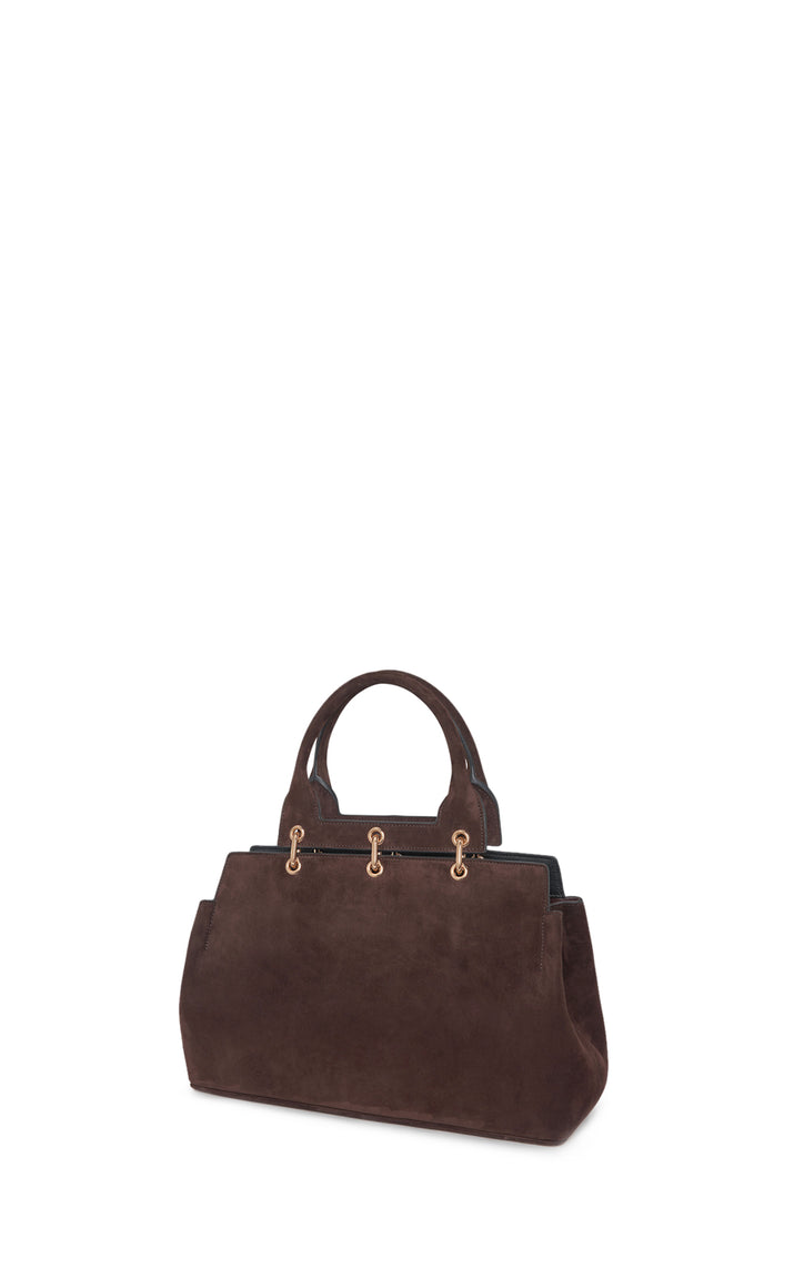 Small Amethyst Bag in Dark Brown Suede
