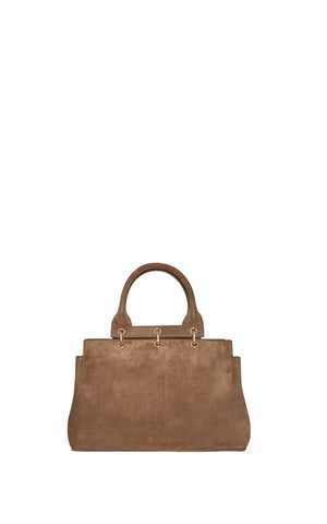 Small Amethyst Bag in Dark Sand Suede