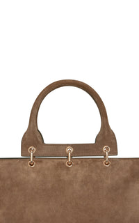 Large Amethyst Bag in Dark Sand Suede