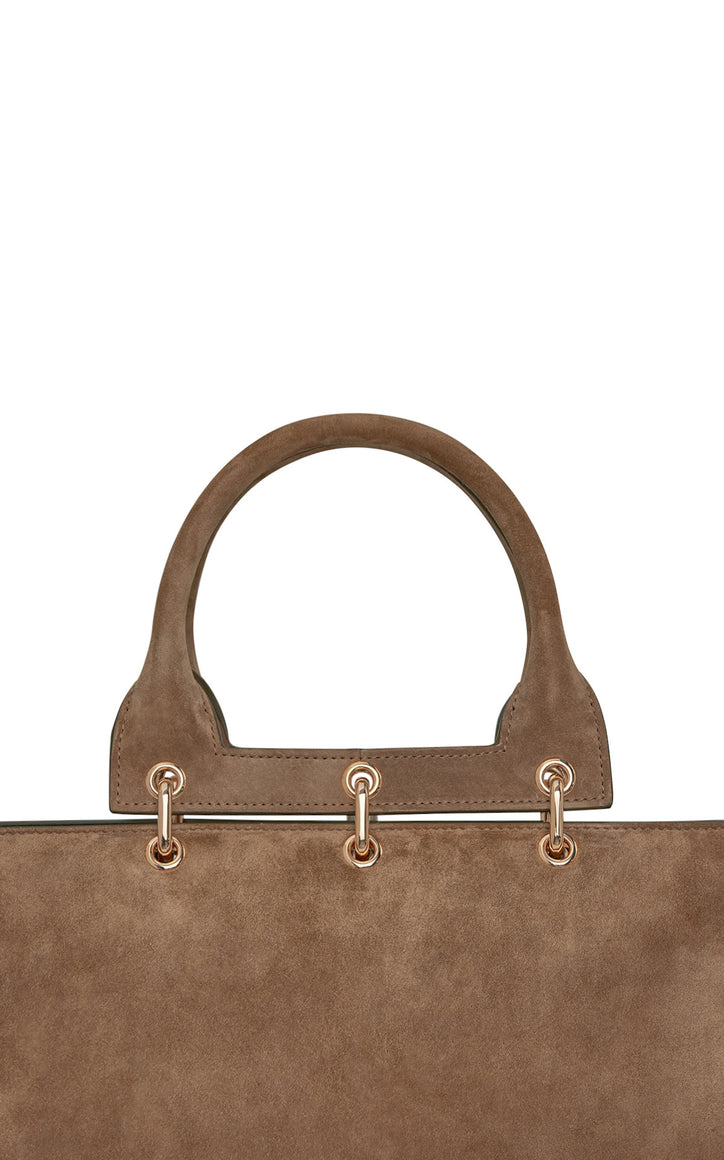 Large Amethyst Bag in Dark Sand Suede