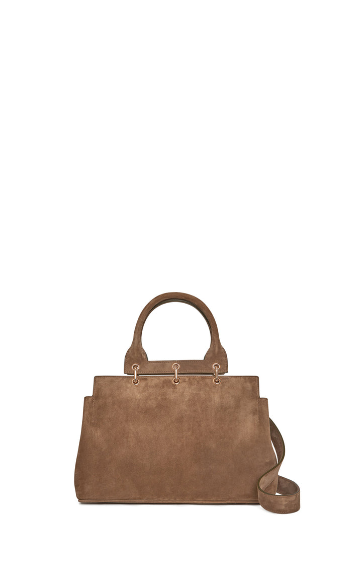 Small Amethyst Bag in Dark Sand Suede