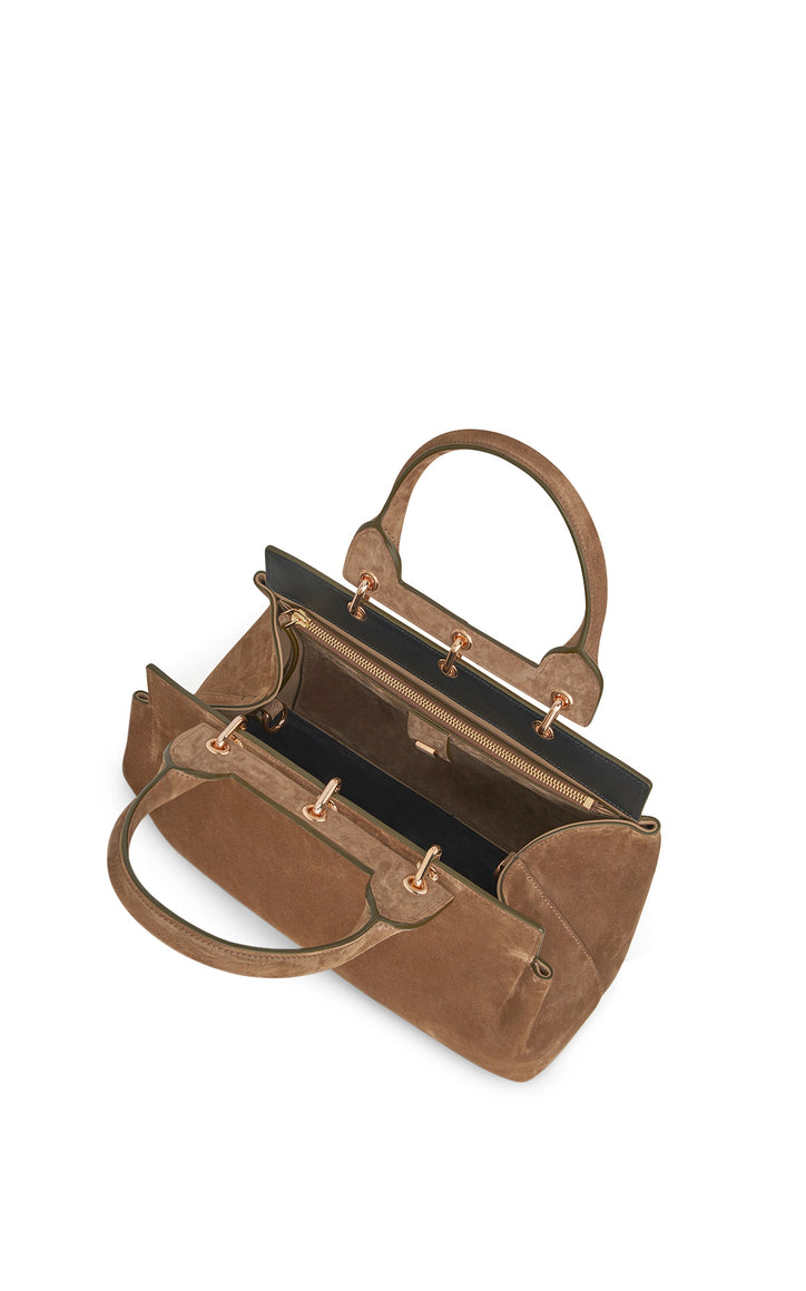 Small Amethyst Bag in Dark Sand Suede