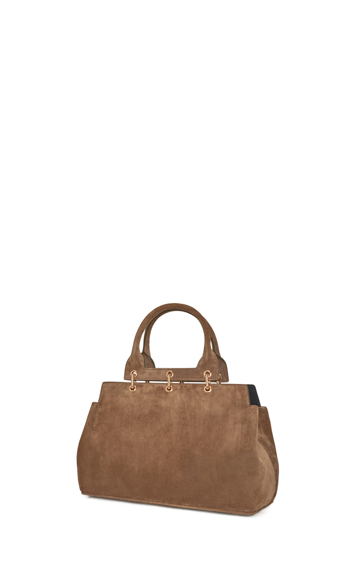 Small Amethyst Bag in Dark Sand Suede