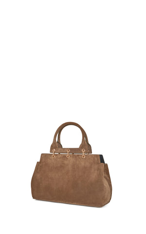 Small Amethyst Bag in Dark Sand Suede