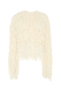 Amina Knit Jacket in Off White Silk Cashmere