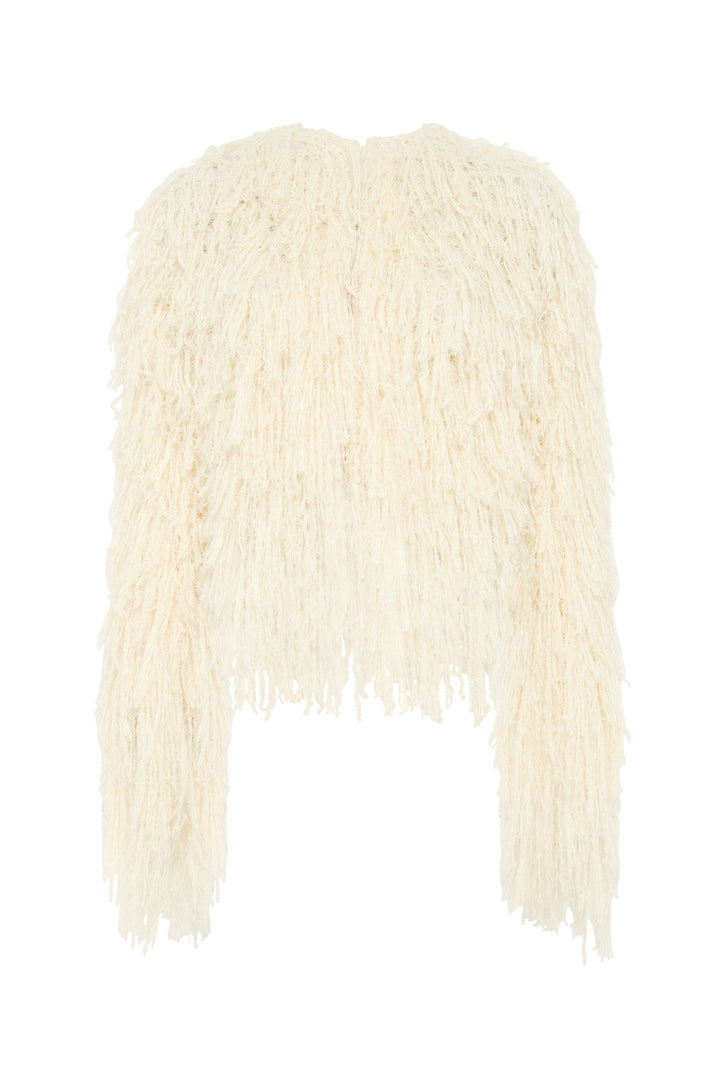 Amina Knit Jacket in Off White Silk Cashmere