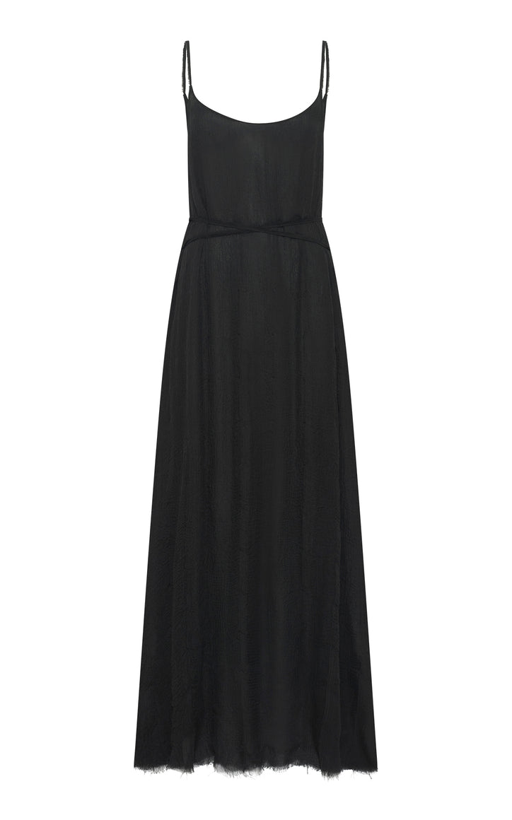 Amir Slip Maxi Dress in Black Silk Gauze