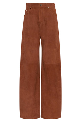 Amoret Barrel-leg Jean in Cognac Suede