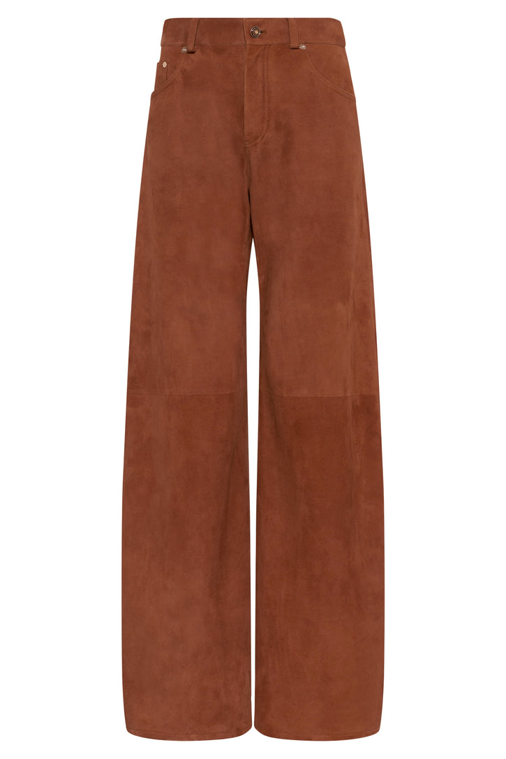 Amoret Barrel-leg Jean in Cognac Suede