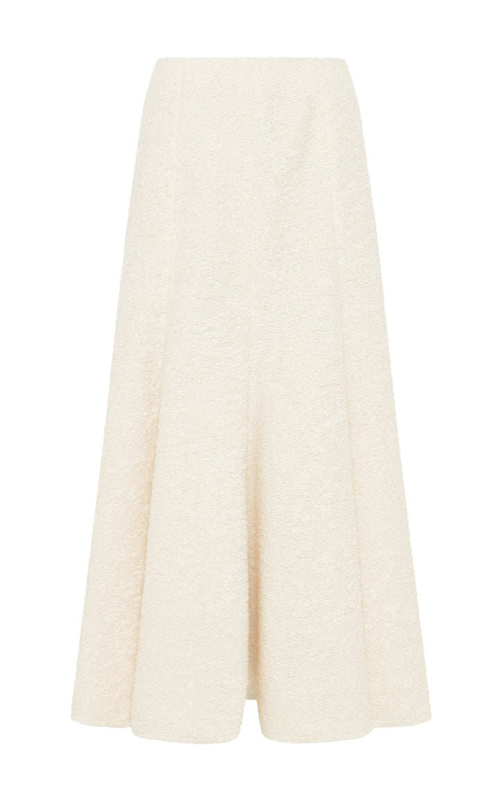 Amy Midi Skirt in Ivory Recycled Cashmere Boucle