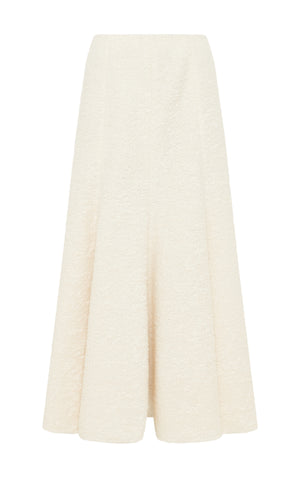 Amy Midi Skirt in Ivory Recycled Cashmere Boucle