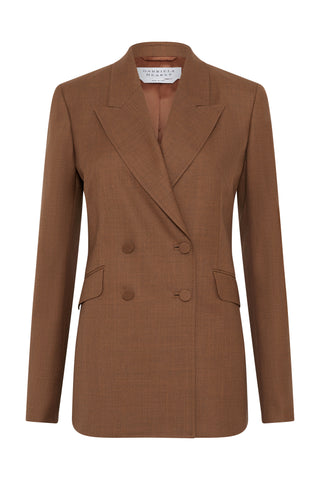 Angela Blazer in Chestnut Wool Silk