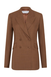 Angela Blazer in Chestnut Wool Silk
