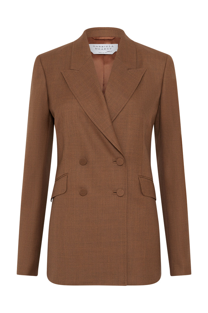 Angela Blazer in Chestnut Wool Silk