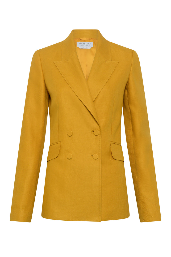 Angela Blazer in Golden Birch Linen Twill