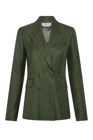 Olive Virgin Wool Angela Blazer - Front View | Gabriela Hearst