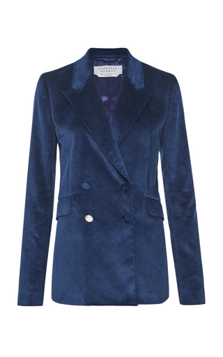 Electric Navy Sea Island Cotton Corduroy Angela Blazer - Flat Lay | Gabriela Hearst