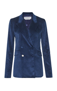 Angela Blazer in Electric Navy Sea Island Cotton Corduroy