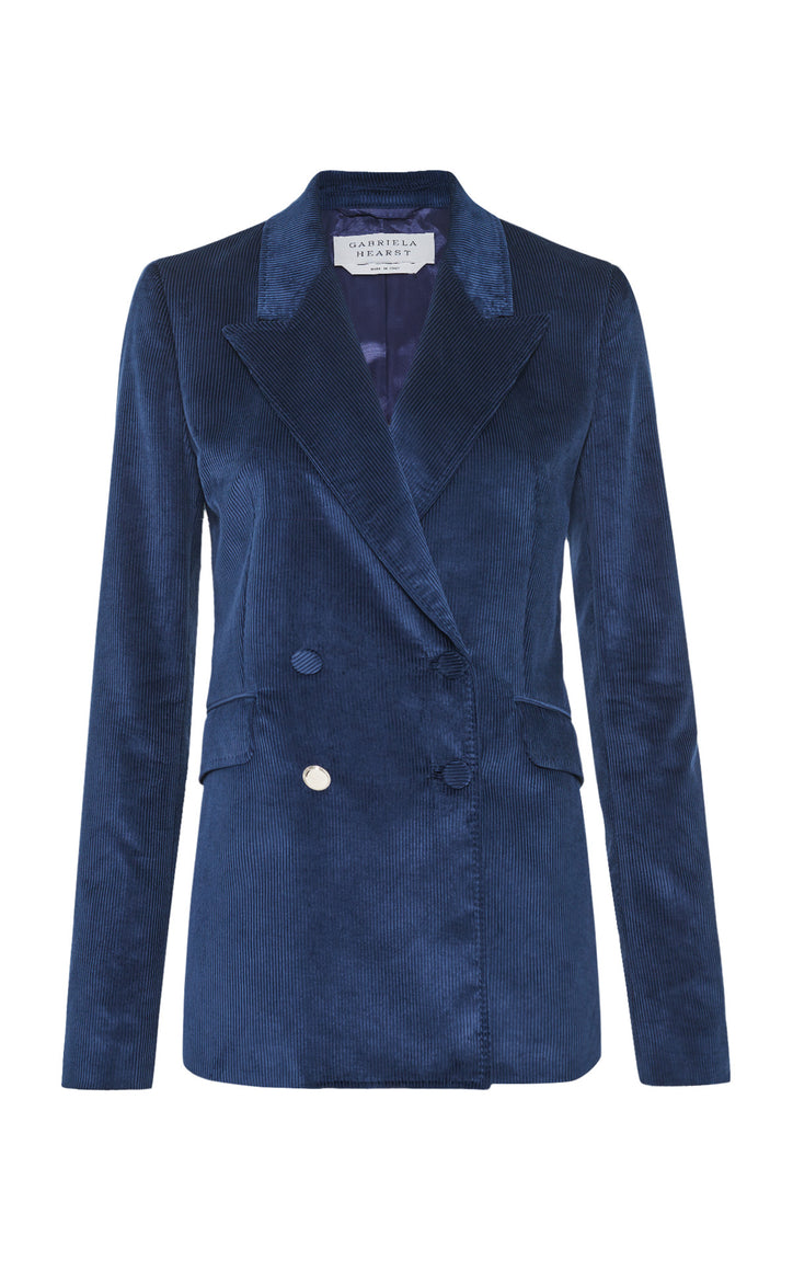 Angela Blazer in Electric Navy Sea Island Cotton Corduroy