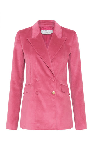 Fuchsia Cotton Corduroy Angela Double Breasted Blazer - Front View | Gabriela Hearst