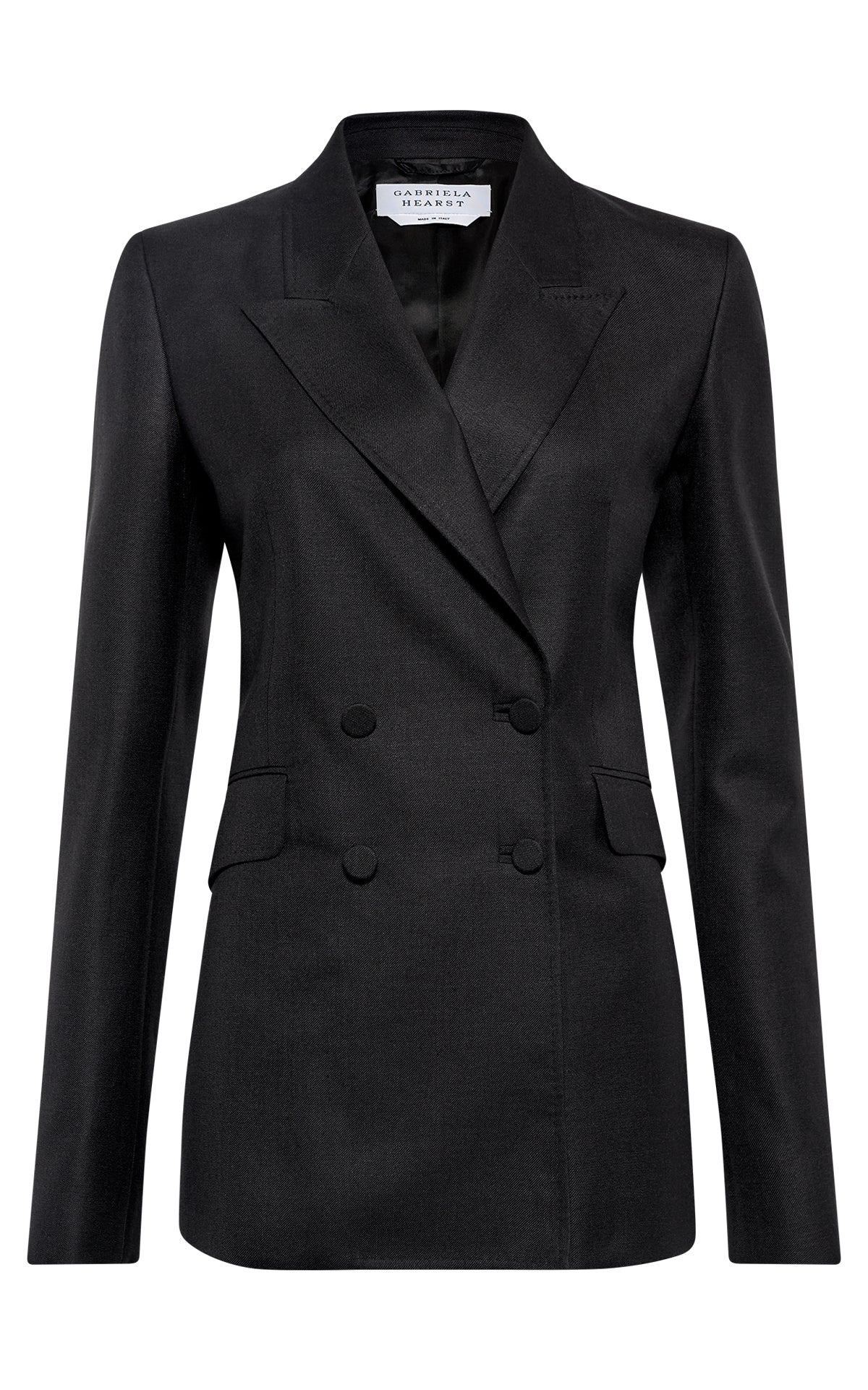 Angela Blazer in Black Virgin Wool Silk Linen