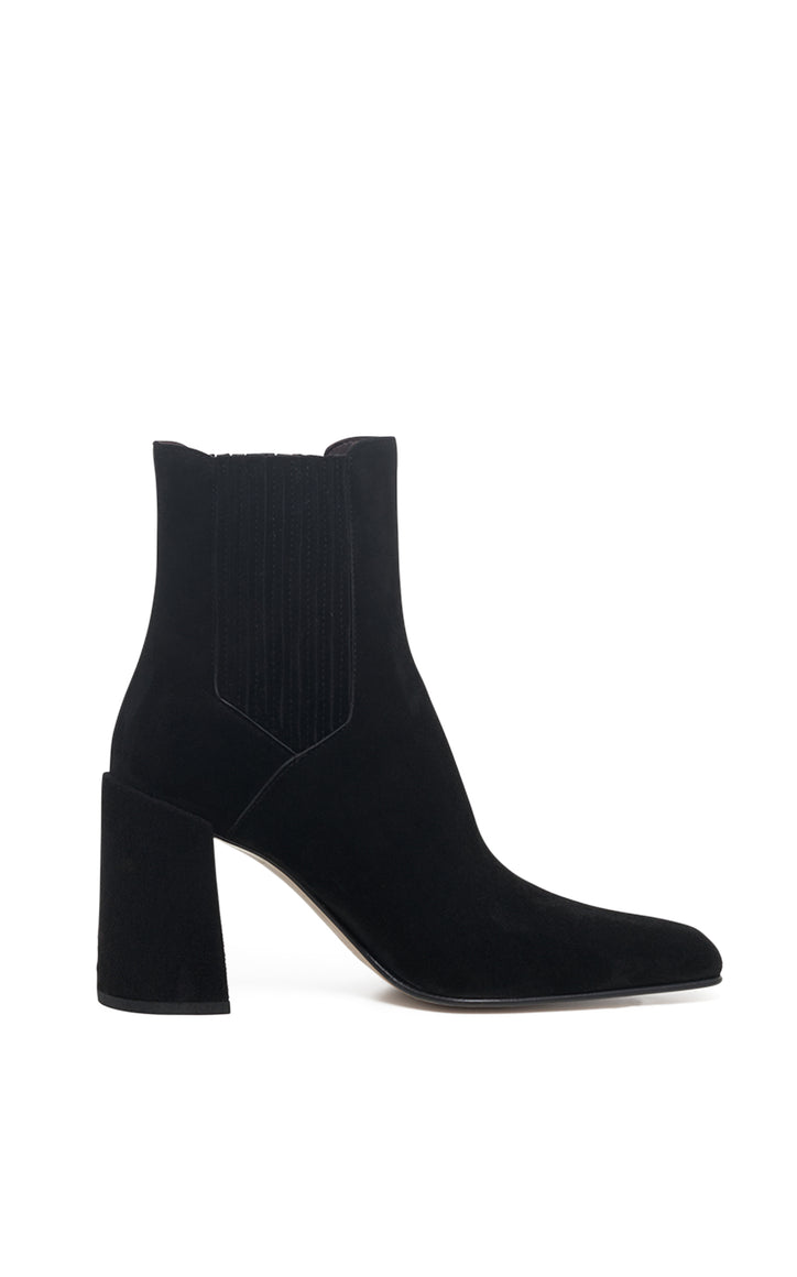 Luke High Heel Ankle Boot in Black Suede