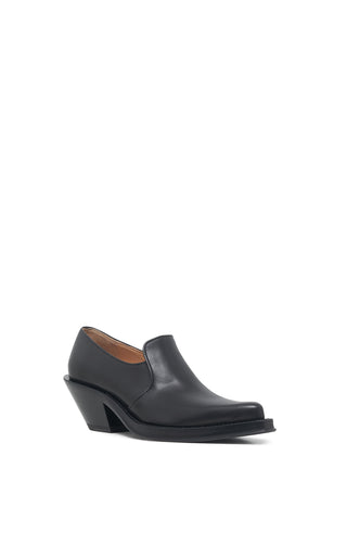 Black Leather Jack Loafer - Front Angled View | Gabriela Hearst