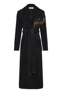 Thaniel Coat in Black Suede with Rosegold Charms