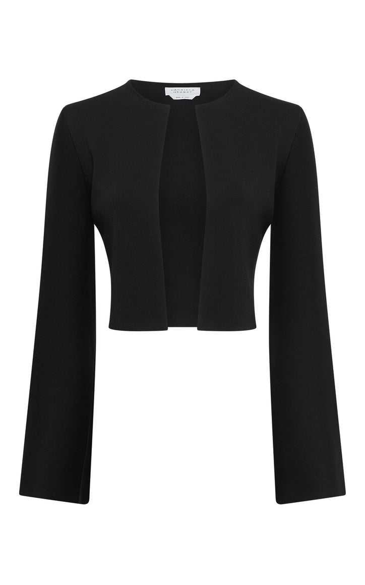 Antheia Cropped Knit Jacket in Black Silk