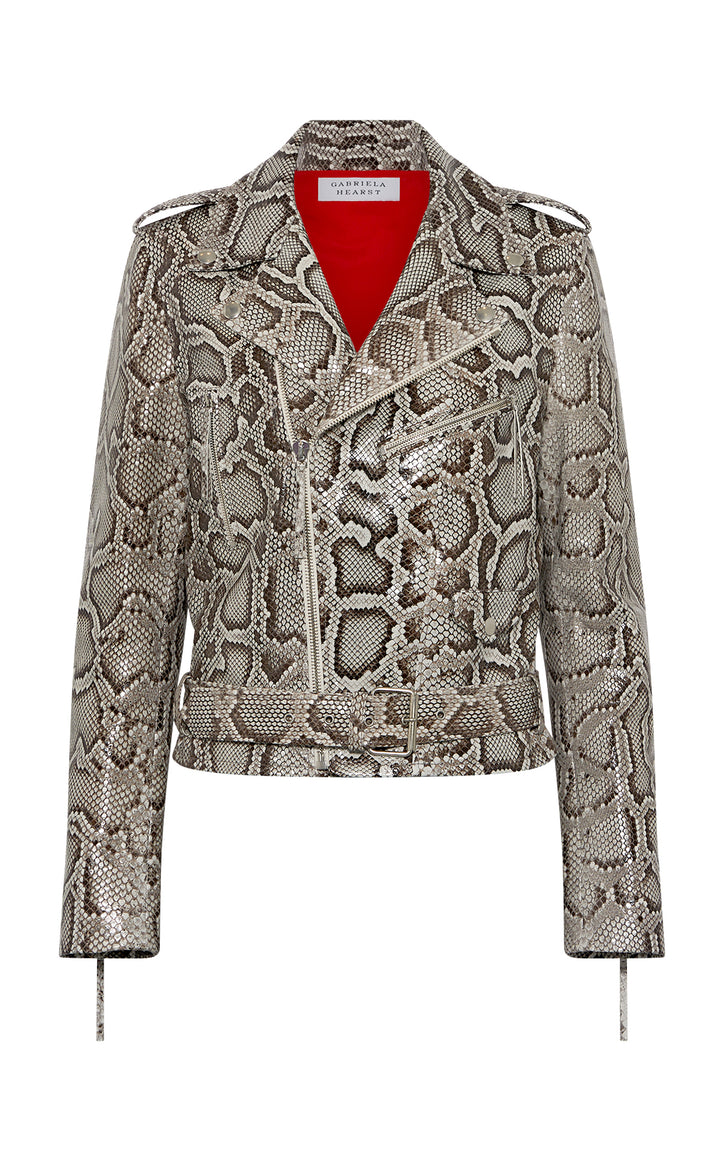 Anton Biker Jacket in Greyscale Python