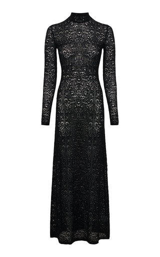 Black Cashmere Lace Anya Knit Maxi Dress - Front Flat Lay | Gabriela Hearst