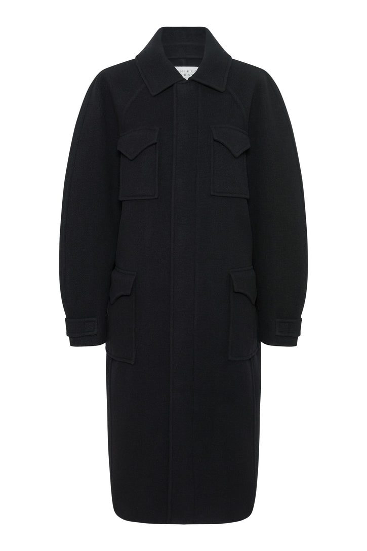 Arbor Cocoon Coat in Black Cashmere Felt