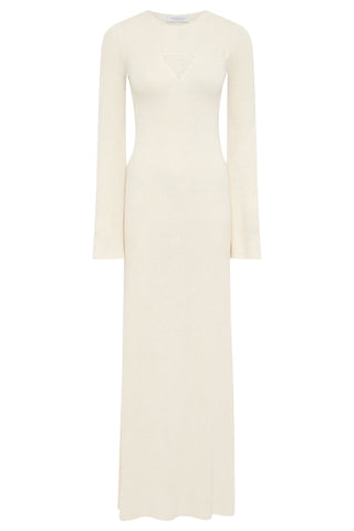 Off White Mulberry Silk Knit Maxi Dress - Front View | Gabriela Hearst