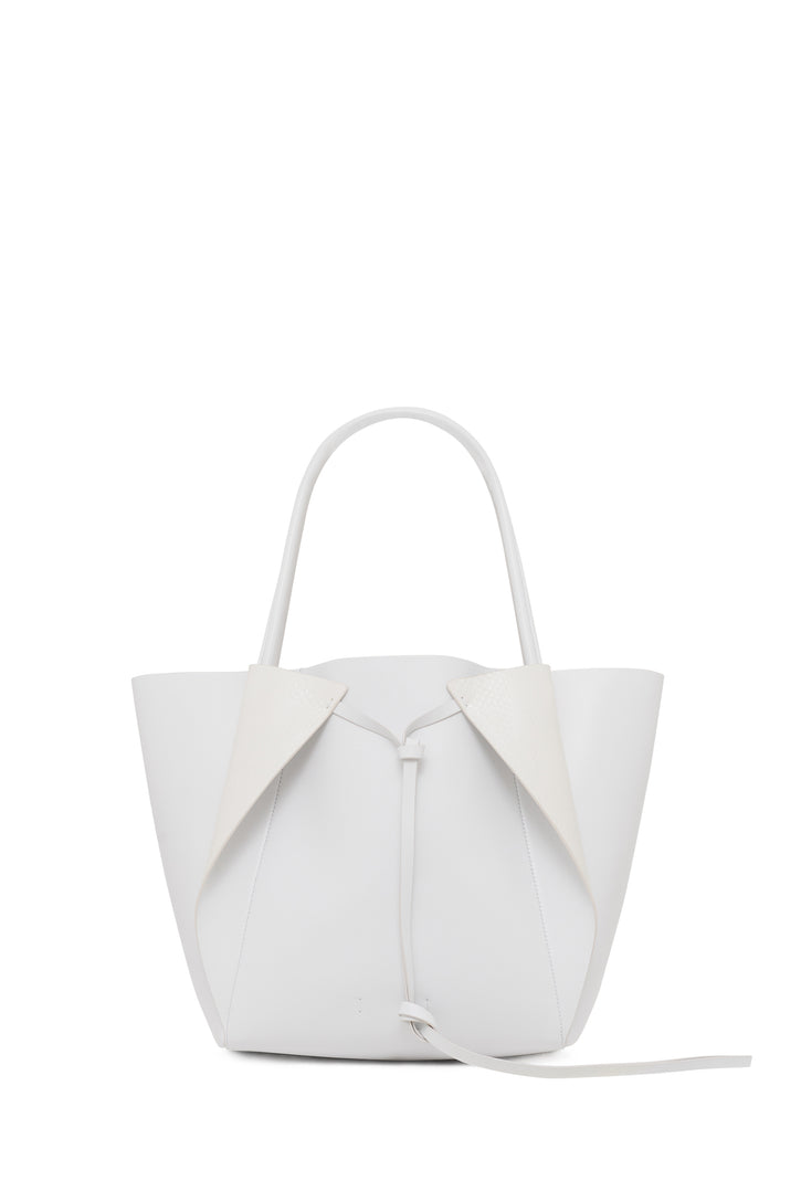Marija Tote Bag in Ivory Nappa Leather and Snakeskin