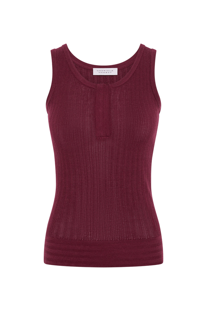 Alethe Knit Tank Top in Bordeaux Cashmere Silk