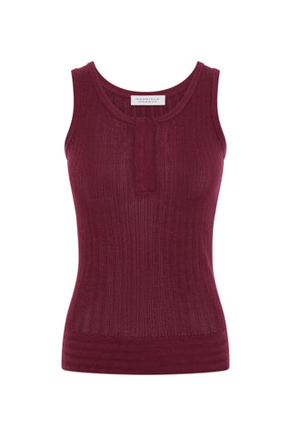 Alethe Knit Tank Top in Bordeaux Cashmere Silk