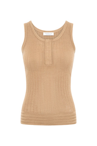Alethe Knit Tank Top in Camel Cashmere Silk