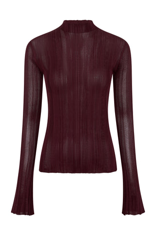 Aveda Knit Mockneck Sweater in Bordeaux Silk