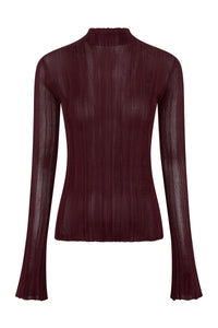 Aveda Knit Mockneck Sweater in Bordeaux Silk