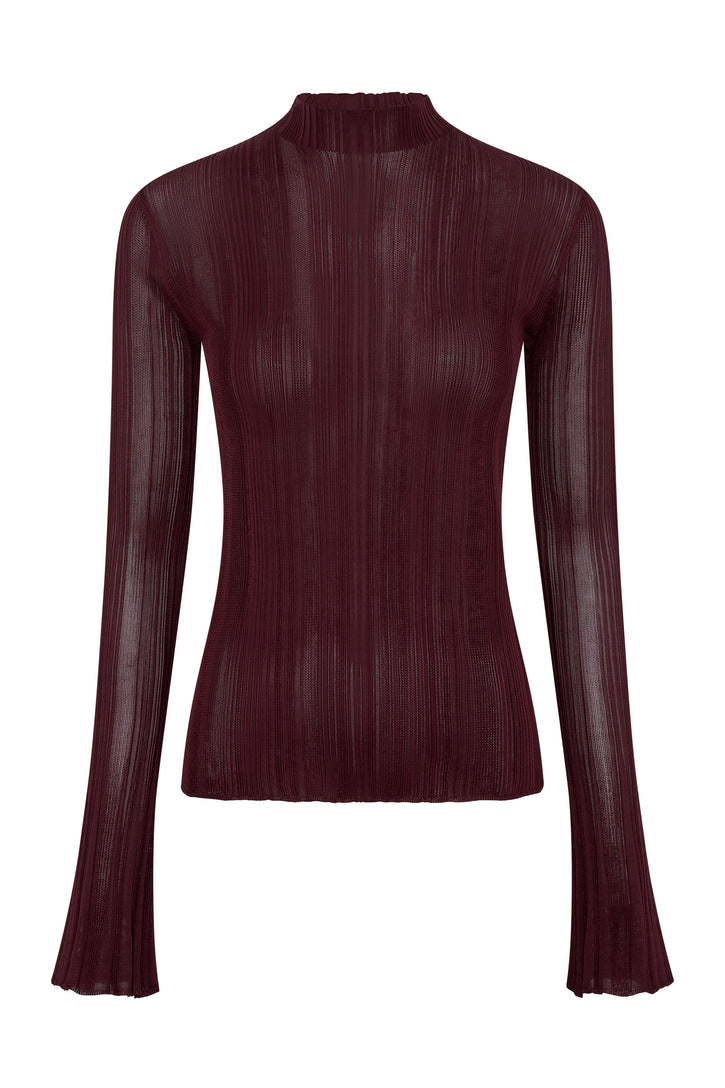 Aveda Knit Mockneck Sweater in Bordeaux Silk