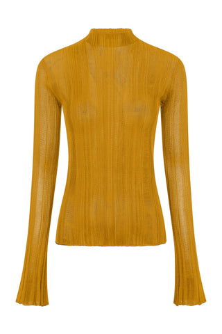 Aveda Knit Mockneck Sweater in Golden Birch Silk