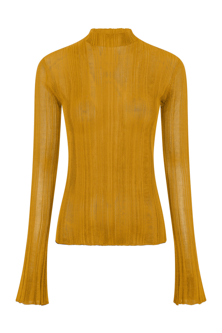 Aveda Knit Mockneck Sweater in Golden Birch Silk