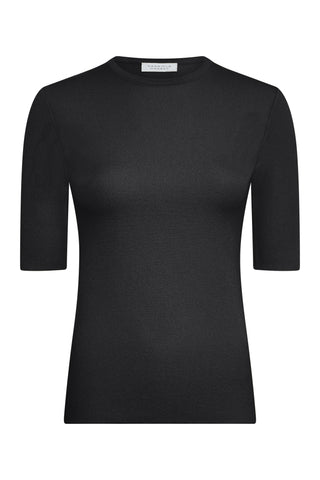 Axis Knit T-Shirt in Black Merino Wool
