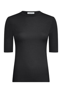 Axis Knit T-Shirt in Black Merino Wool