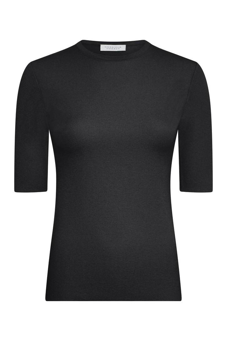 Axis Knit T-Shirt in Black Merino Wool